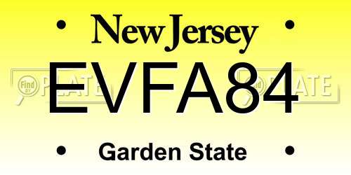 EVFA84 New Jersey License Plate