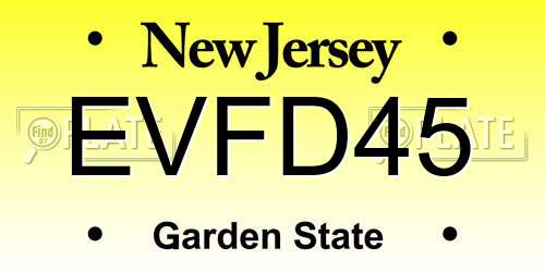 EVFD45 New Jersey License Plate