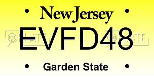 EVFD48 New Jersey License Plate