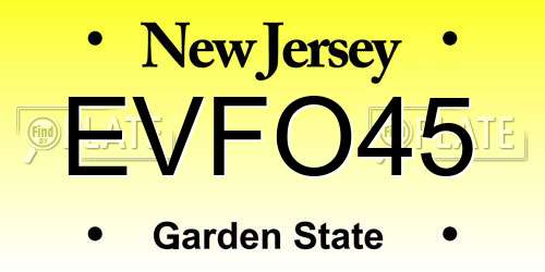 EVFO45 New Jersey License Plate