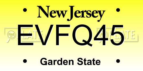 EVFQ45 New Jersey License Plate
