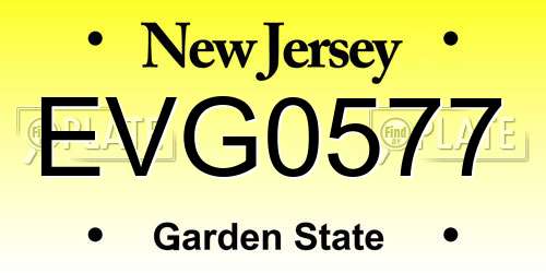 EVG0577 New Jersey License Plate