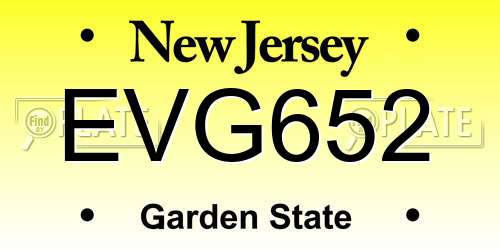 EVG652 New Jersey License Plate