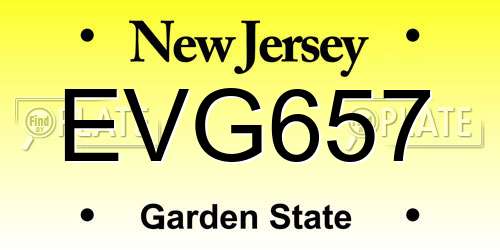EVG657 New Jersey License Plate
