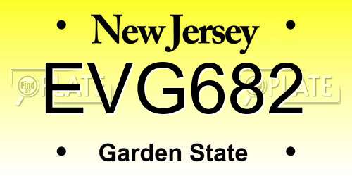 EVG682 New Jersey License Plate