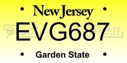 EVG687 New Jersey License Plate