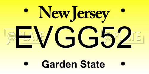 EVGG52 New Jersey License Plate