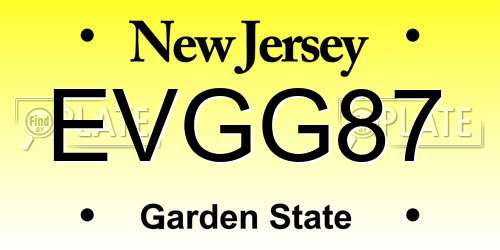 EVGG87 New Jersey License Plate