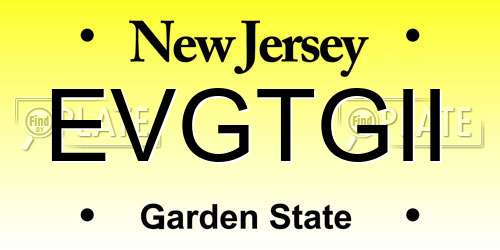 EVGTGII New Jersey License Plate