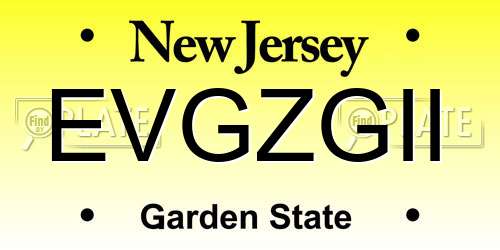 EVGZGII New Jersey License Plate