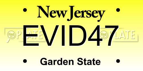 EVID47 New Jersey License Plate