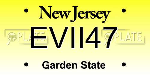 EVII47 New Jersey License Plate