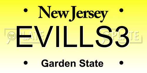 EVILLS3 New Jersey License Plate