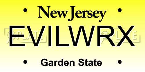 EVILWRX New Jersey License Plate