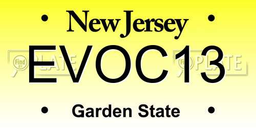 EVOC13 New Jersey License Plate