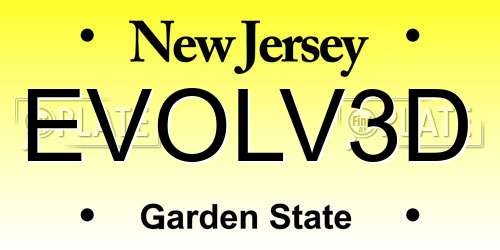 EVOLV3D New Jersey License Plate