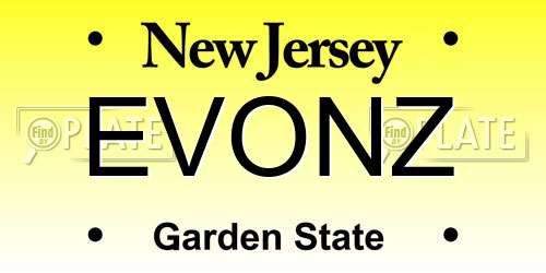 EVONZ New Jersey License Plate