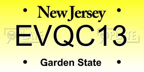EVQC13 New Jersey License Plate