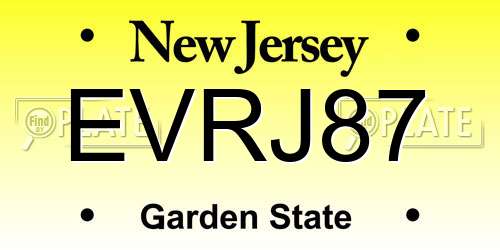 EVRJ87 New Jersey License Plate