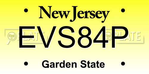EVS84P New Jersey License Plate
