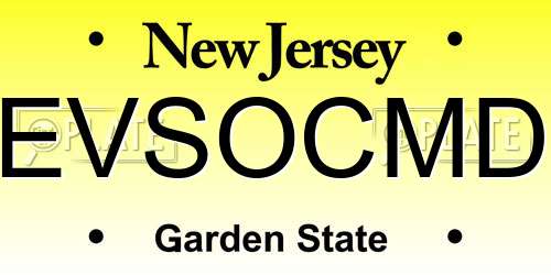 EVSOCMD New Jersey License Plate