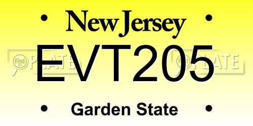 EVT205 New Jersey License Plate