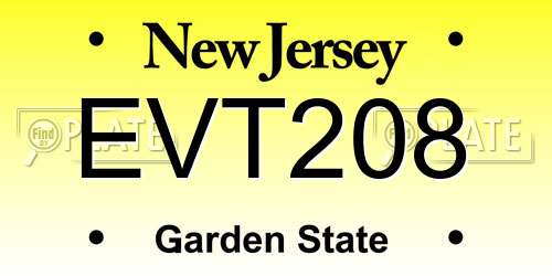 EVT208 New Jersey License Plate