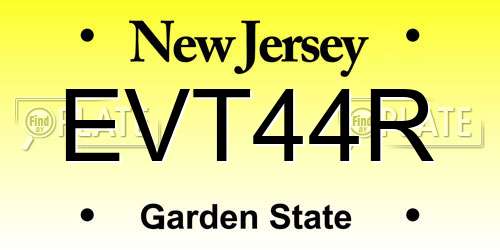 EVT44R New Jersey License Plate
