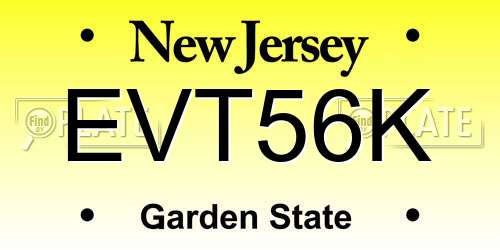 EVT56K New Jersey License Plate