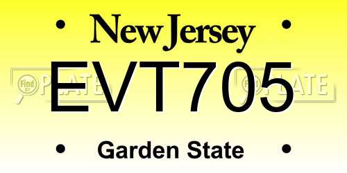 EVT705 New Jersey License Plate