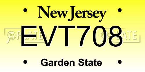 EVT708 New Jersey License Plate