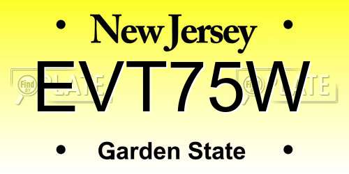 EVT75W New Jersey License Plate