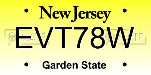 EVT78W New Jersey License Plate