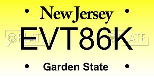 EVT86K New Jersey License Plate