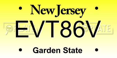 EVT86V New Jersey License Plate