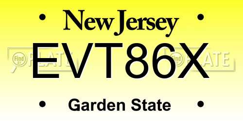 EVT86X New Jersey License Plate