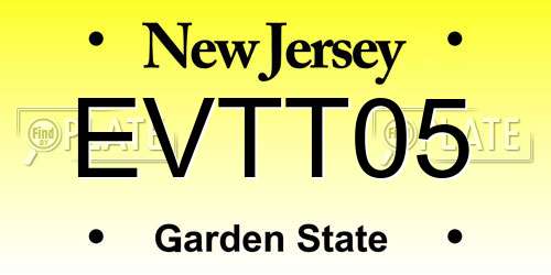 EVTT05 New Jersey License Plate