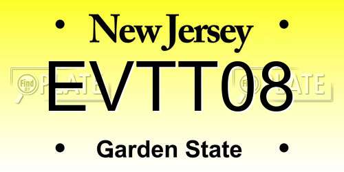 EVTT08 New Jersey License Plate