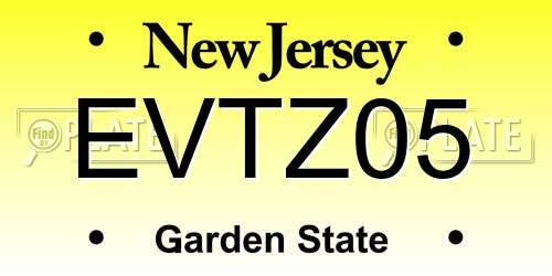 EVTZ05 New Jersey License Plate