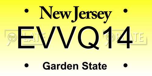 EVVQ14 New Jersey License Plate