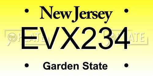 EVX234 New Jersey License Plate