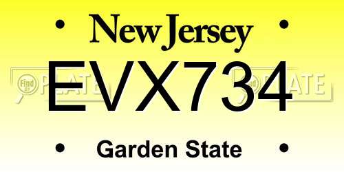 EVX734 New Jersey License Plate