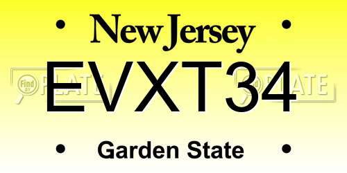 EVXT34 New Jersey License Plate