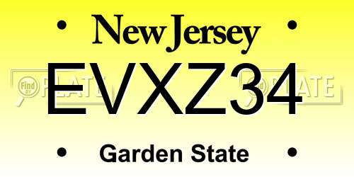 EVXZ34 New Jersey License Plate