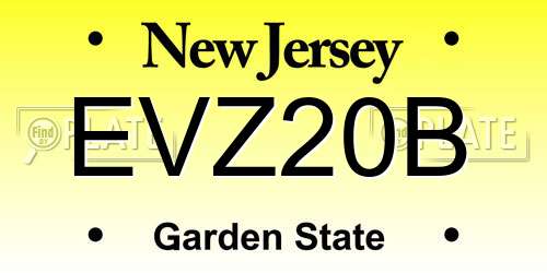 EVZ20B New Jersey License Plate