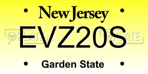 EVZ20S New Jersey License Plate