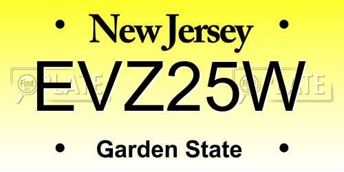 EVZ25W New Jersey License Plate