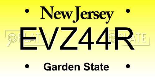 EVZ44R New Jersey License Plate