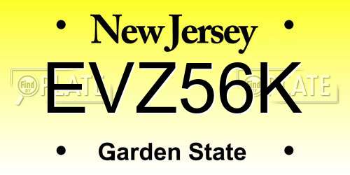 EVZ56K New Jersey License Plate