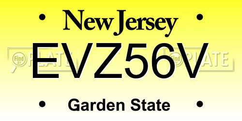 EVZ56V New Jersey License Plate